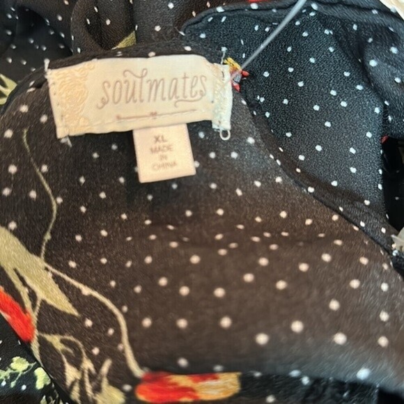 Soulmates Floral Polka Dot Persimmon Dress Size XL 3/4 Sleeve Dress NWT - Picture 12 of 13